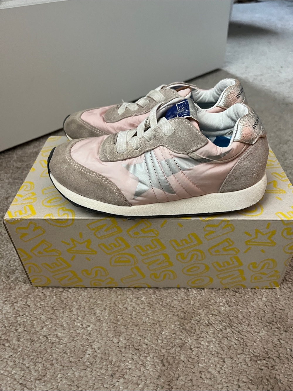 Golden Goose Kids Pink and Gray Retro Runner Sneakers